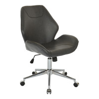 OSP Home Furnishings SB546SA-DU6 Chatsworth Office Chair in Black Faux Leather with Chrome Base